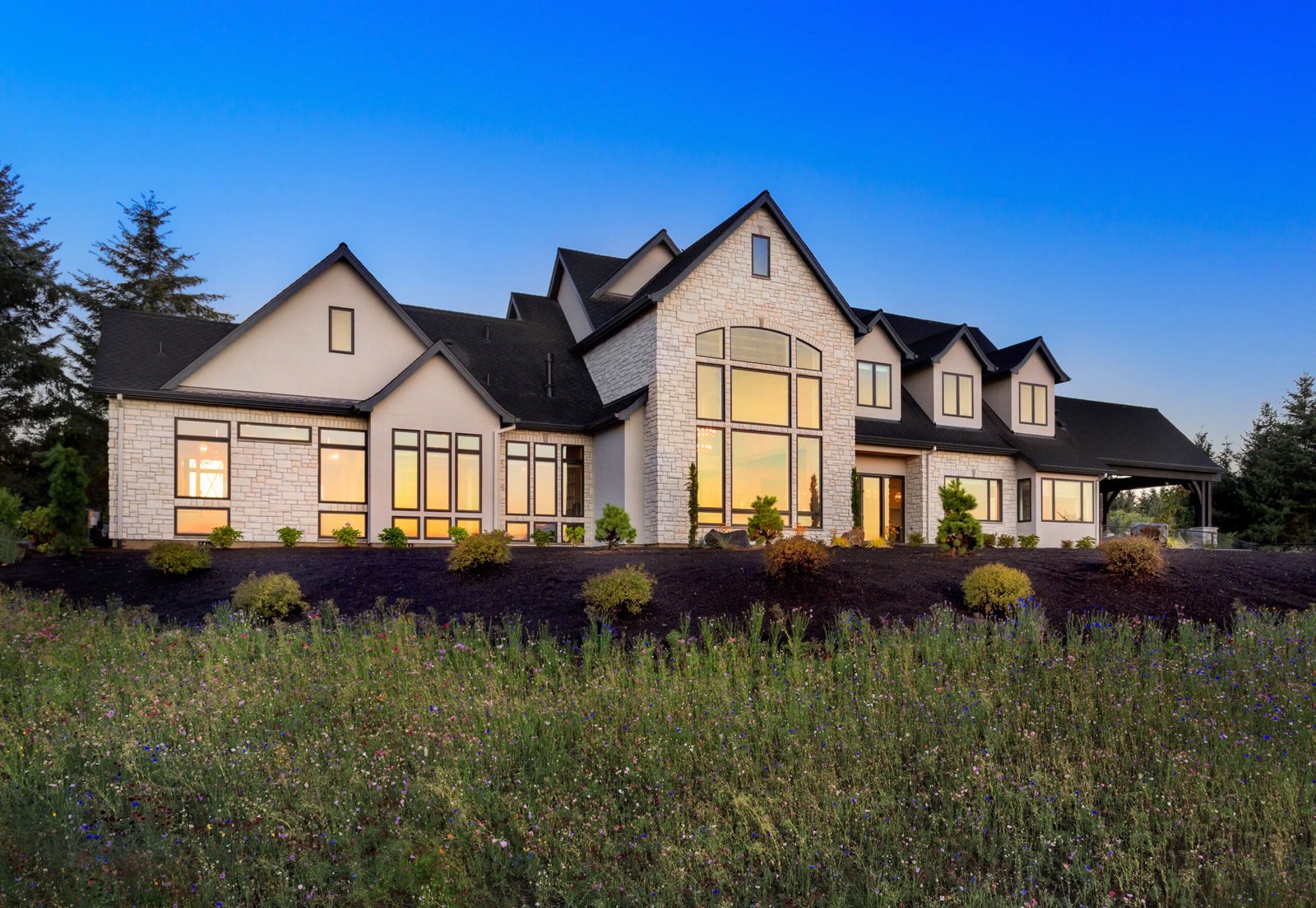Beautiful Home Exterior at Night