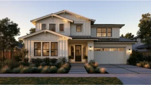 Single hung and double hung windows shown on a modern residential home