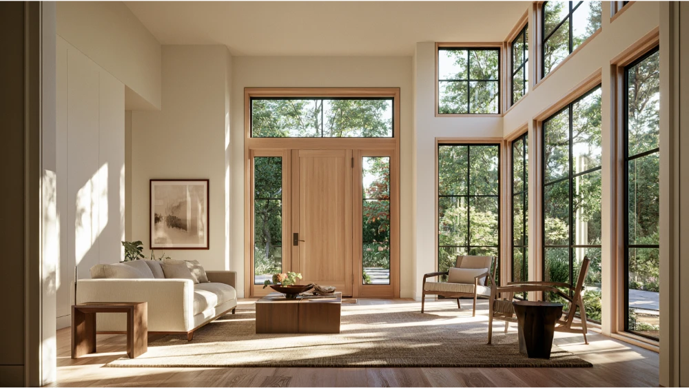 Comparison of fixed and operable transom windows showing natural light and ventilation options