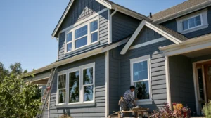 Professional window replacement company installing energy efficient windows on a modern home.