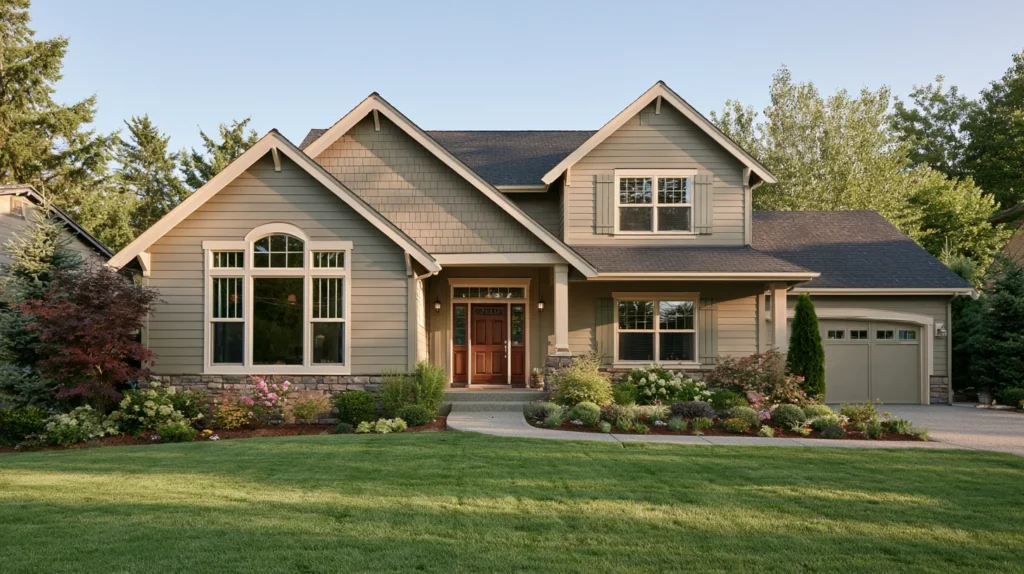 Professionally upgraded windows and trim on a modern home exterior