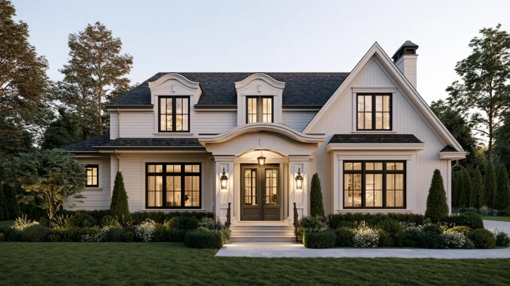 Contrasting window trim colors complementing a home's exterior design
