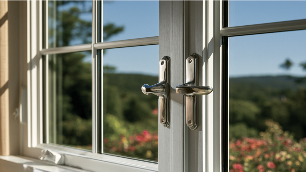 Interior trim, casing, and decorative elements around the window